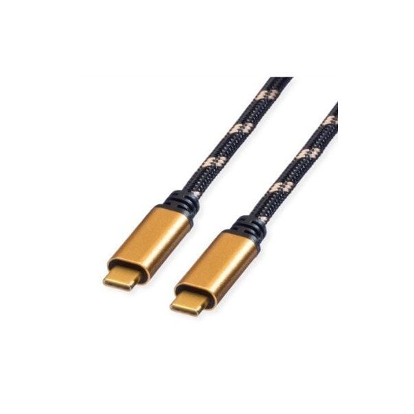 Καλώδιο ROLINE GOLD USB4 Gen3x2, με Emark, C-C, M/M, 100W, μαύρο/χρυσό, 2 μ