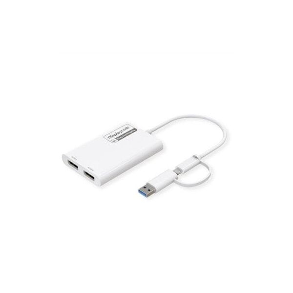 Προσαρμογέας ROLINE USB τύπου A/C, 2x DP, με DisplayLink, 4K60