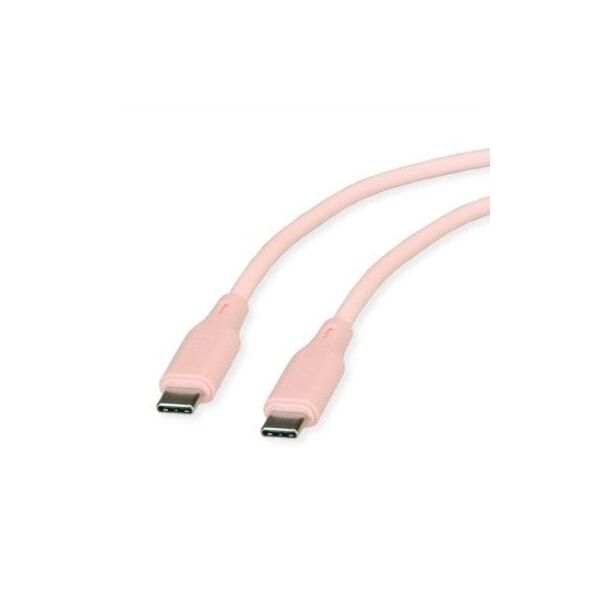 ROLINE Καλώδιο USB 2.0, C-C, M/M, 60W, σιλικόνης, ροζ, 1 m
