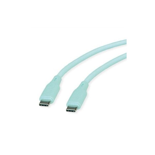 Καλώδιο ROLINE USB 2.0, C-C, M/M, 60W, σιλικόνης, πράσινο, 1 m