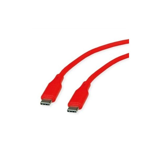 Καλώδιο ROLINE USB 2.0, C-C, M/M, 60W, σιλικόνης, κόκκινο, 1 m