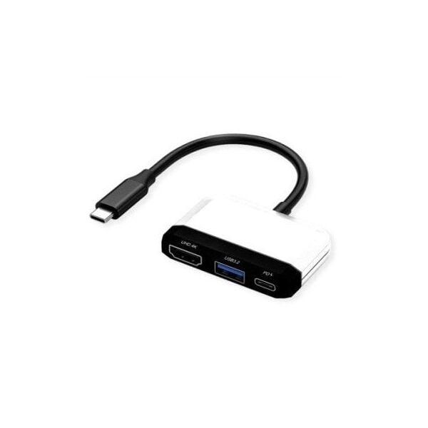 VALUE Σταθμός σύνδεσης τύπου C, 1x HDMI 4K30, 1x USB 3.2 Gen 1 A, 1x τύπου C (PD)