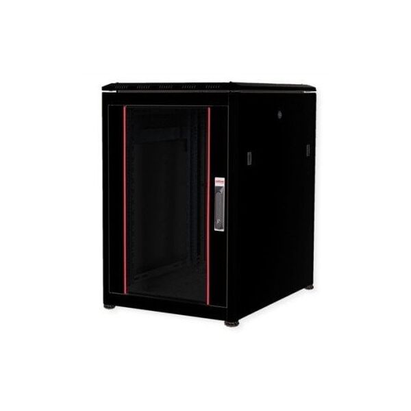 ROLINE 19 ιντσών ντουλάπα δικτύου Pro 16U, 600x800 ΠxΒ με γυάλινη πόρτα, μαύρη