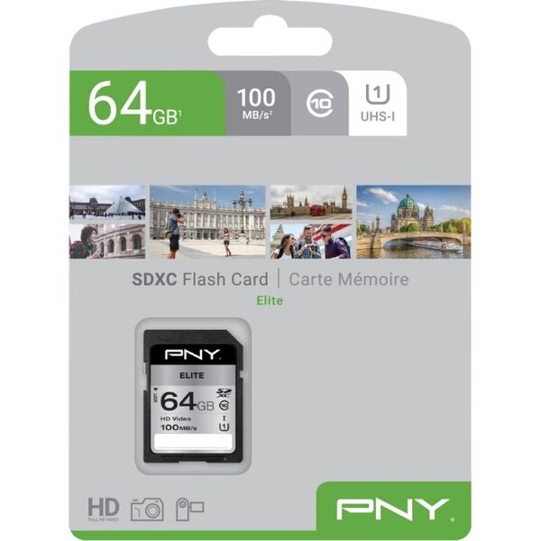 Karta PNY Elite MicroSDXC 64 GB Class 10 UHS-I/U1 A1 V10 (P-SDUX64U185GW-GE)