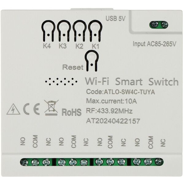 Έξυπνος Διακόπτης Atlo-SW4C-TUYA Wi-Fi, Tuya Smart