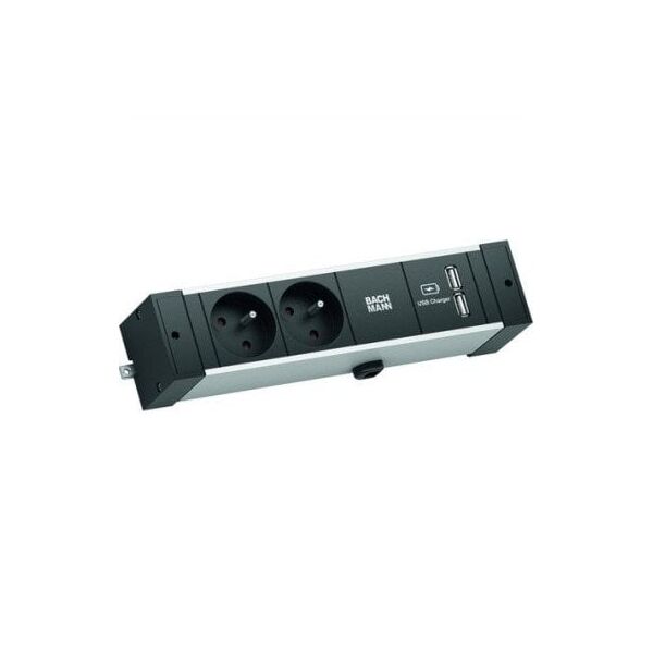 BACHMANN DESK RAIL 2xUTE 1xUSB Charger 2.0m GST18