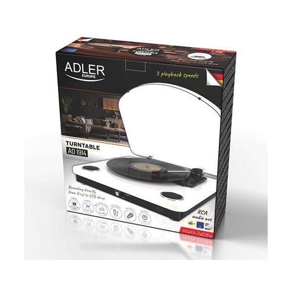 Plokštelių grotuv.Adler AD-1914W su USB,bluetooth