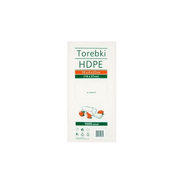 Torebki HDPE 10x4x27 cm (18x27 cm) 1000 sztuk  [120|37]