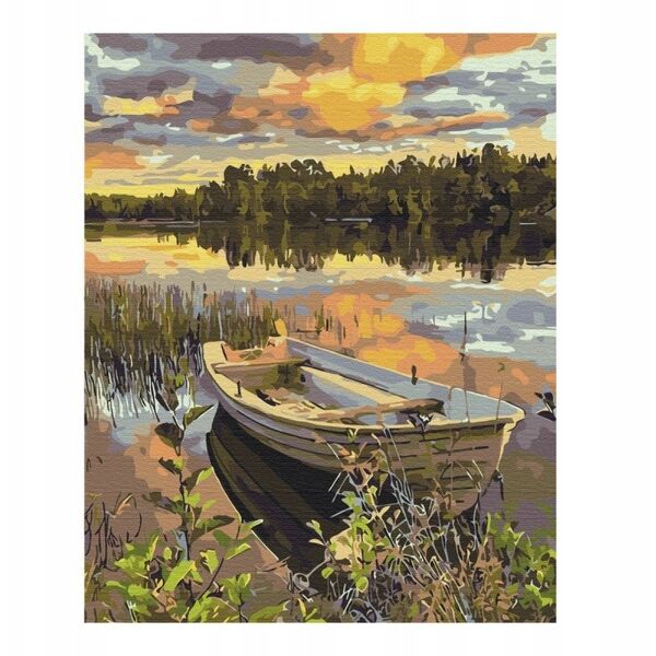 Malowanie po numerach BRUSHME, 40x50 cm, łódź w powodzi, 1 szt., w pudełku