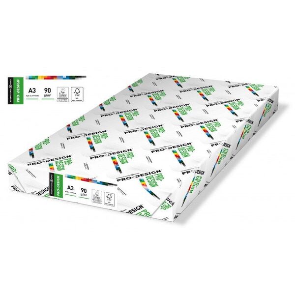 Papier ksero PRO-DESIGN FSC, satynowany, klasa A++, A3, 168CIE, 90gsm, 500 ark.