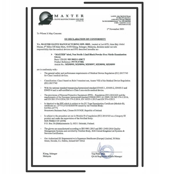 Rękawice nitrylowe bezpudrowe MAXTER, 100 szt., rozmiar M, czarne