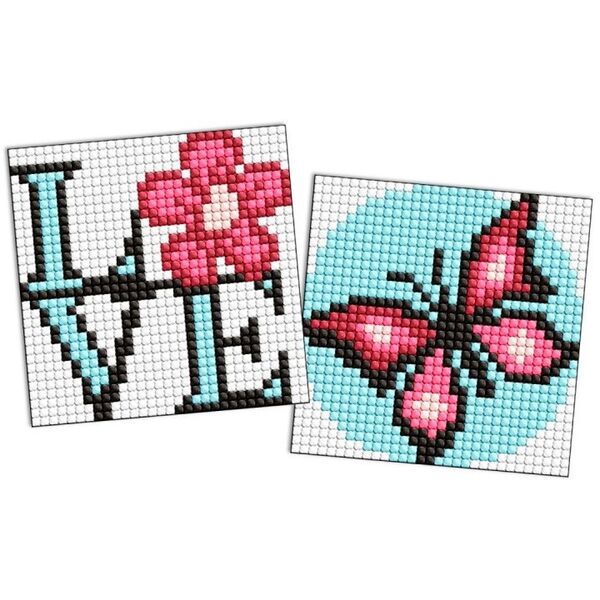 Diamentowa mozaika na magnesie IDEYKA, 9x9 cm, kids, pełen wdzieku motyl, 2 szt.