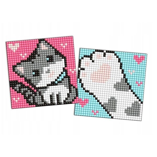 Diamentowa mozaika na magnesie IDEYKA, 9x9 cm, kids, szary puszysty, 2 szt.