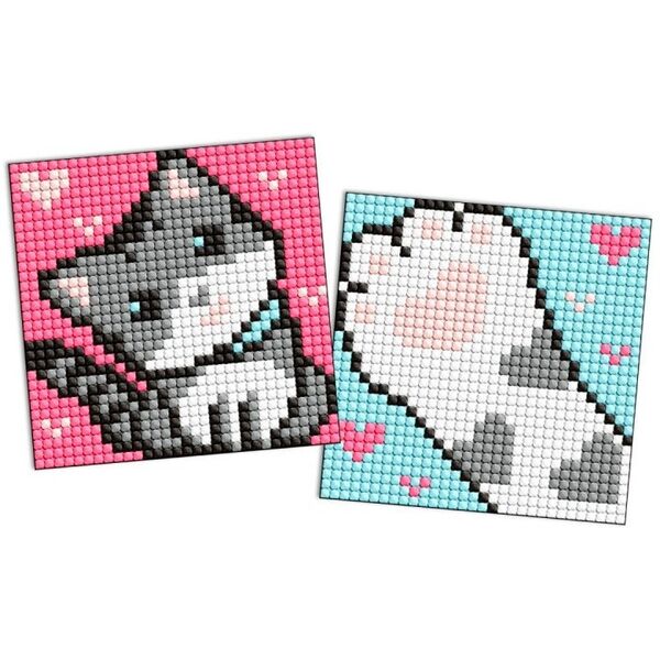Diamentowa mozaika na magnesie IDEYKA, 9x9 cm, kids, szary puszysty, 2 szt.