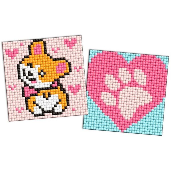 Diamentowa mozaika na naklejce IDEYKA, 9x9 cm, kids, corgi, 2 szt.