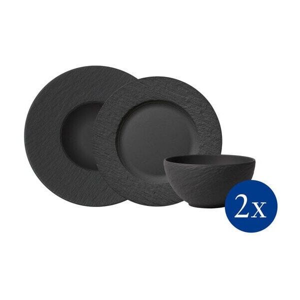 Villeroy & Boch Manufacture Rock dinnerware set, 6-piece, black