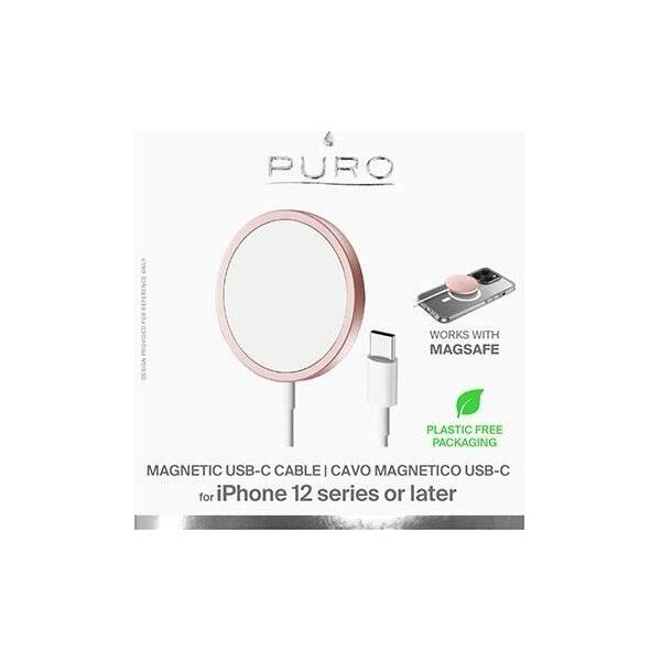 Ładowarka Puro Ładowarka bezprzewodowa PURO Magnetic Charging Cable USB-C MagSafe 15W (różowy)