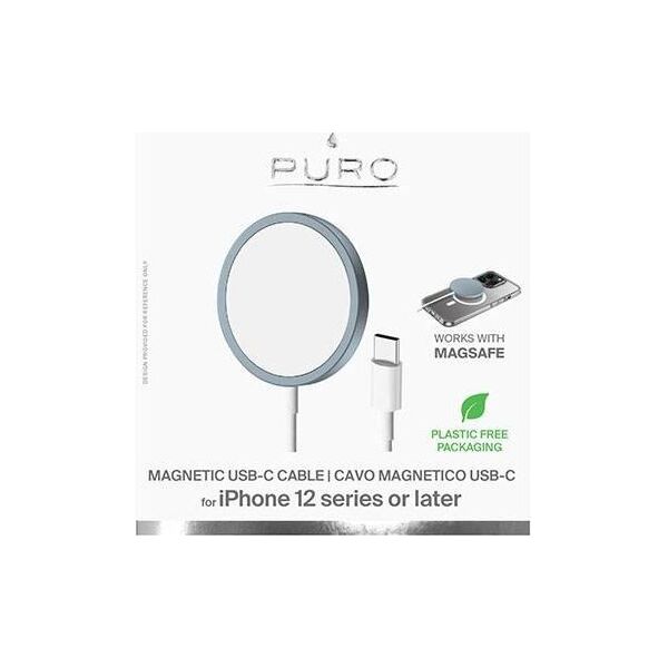 Ładowarka Puro Ładowarka bezprzewodowa PURO Magnetic Charging Cable USB-C MagSafe 15W (niebieski)