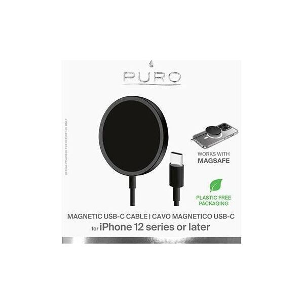 Ładowarka Puro Ładowarka bezprzewodowa PURO Magnetic Charging Cable USB-C MagSafe 15W (czarny)