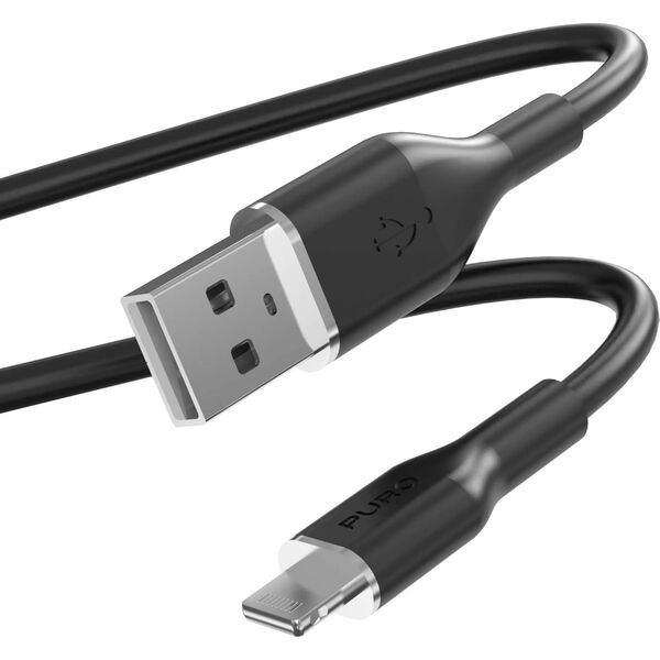 Kabel USB Puro PURO ICON Soft Cable – Kabel USB-A do Lightning certyfikat MFi 1.5 m (Black)