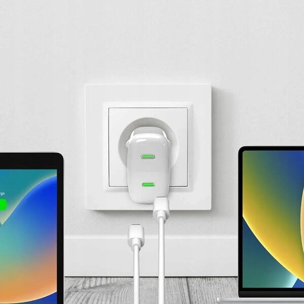 Ładowarka Puro PURO MiniPro Wall Charger GaN - Ładowarka sieciowa 2 x USB-C 35W PD (biały)
