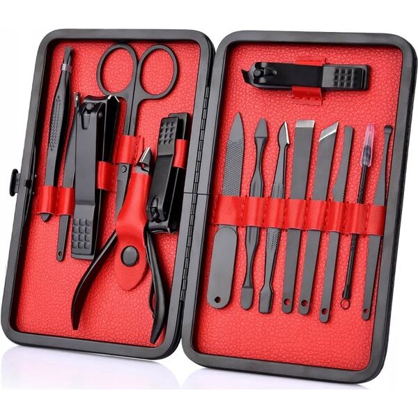 LeanToys Zestaw 16 Przyborów Przybornik Do Manicure Pedicure Paznokci CążkiI Obcinacz