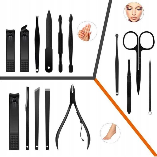 LeanToys Zestaw 16 Przyborów Przybornik Do Manicure Pedicure Paznokci CążkiI Obcinacz