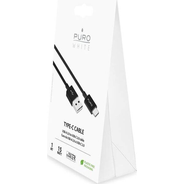 Kabel USB Puro USB-A - USB-C 1 m Czarny (PUR516BLK)