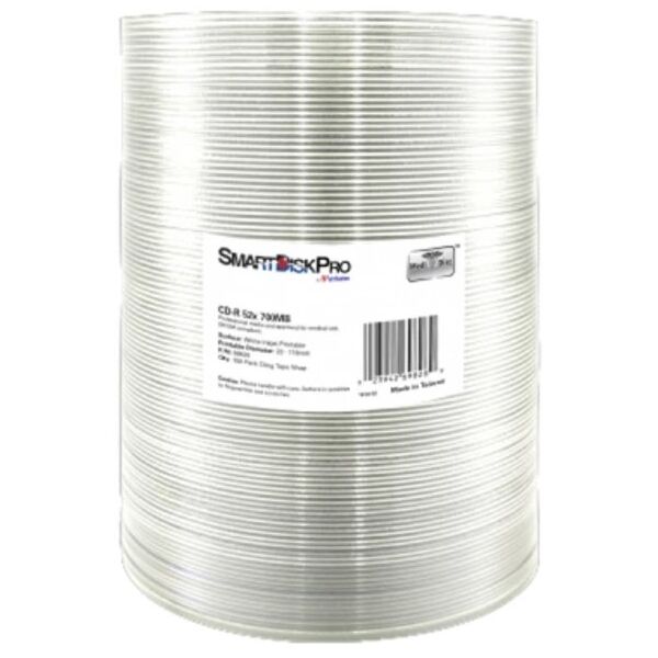 SmartDisk CD-R, 69828, Λευκό Εκτυπώσιμο Inkjet, 100-πακέτο, 700MB, 52x, 80λεπτά, 12εκ., περιτύλιγμα, για αρχειοθέτηση δεδομένων