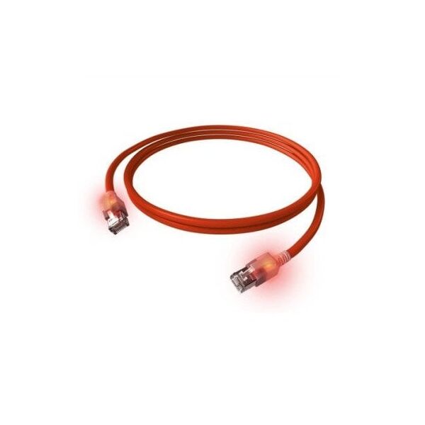 Kabel krosowy EasyLan S/FTP DualBoot LED Cat.6A, RJ45 / RJ45, LSOH, czerwony, 1,5 m