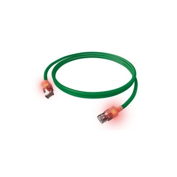 Kabel krosowy EasyLan S/FTP DualBoot LED Cat.6A, RJ45 / RJ45, LSOH, zielony, 1,5 m