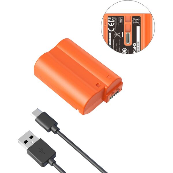 SmallRig 4966 EN-EL15c USB-C Rechargeable Camera Battery Orange