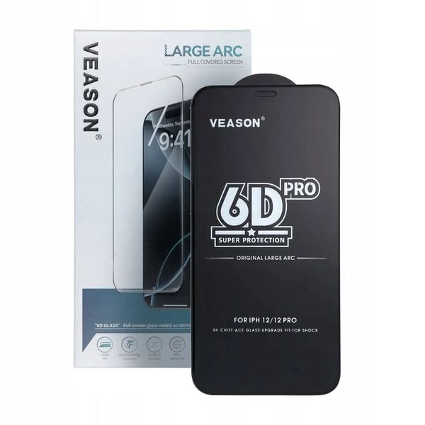 Σκληρυμένο Γυαλί 6D Pro Veason Glass (SET 10in1) - για Iphone 12 / 12 Pro μαύρο