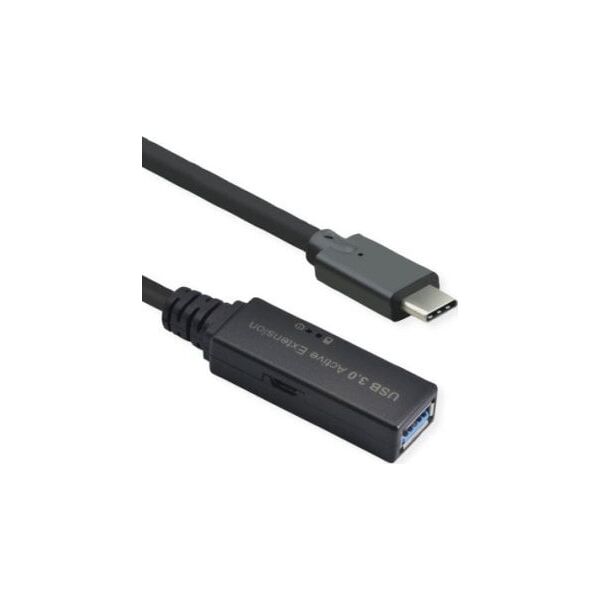 Roline ROLINE Kabel USB 3.2 Gen 1 Active Repeater, typ A - C, czarny, 10 m