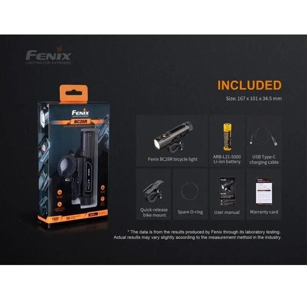 Fenix Priekinis dviračio žibintas Fenix BC26R, juodas
