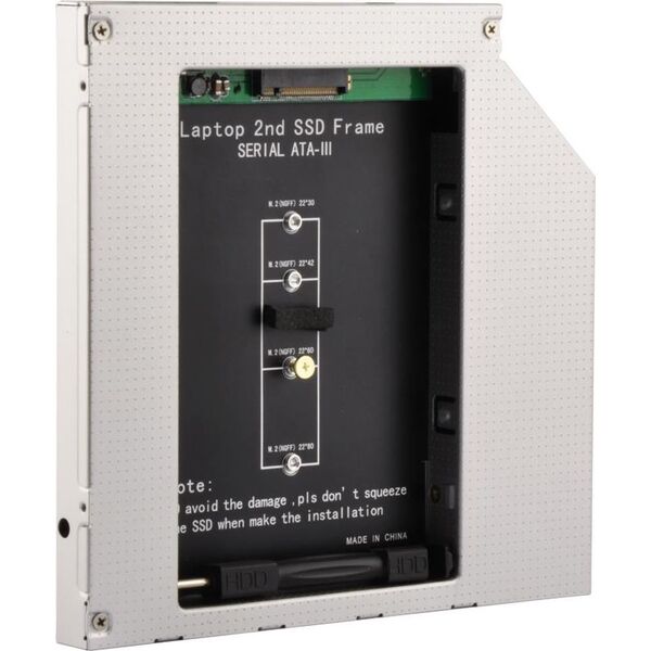 Kieszeń Gembird ramka 5.25 - M.2 SSD w miejsce CD/DVD 12.7mm (A-SATA12M2-01)