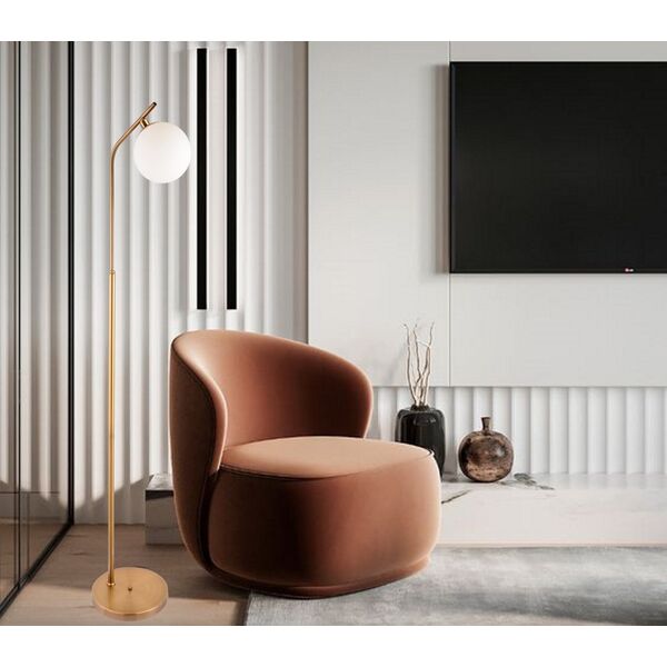Φωτιστικό δαπέδου Venti G.LUX GT-390-1F-AB, 1 x E27, χρώμα ορείχαλκου, o20 x 160 cm, λευκός καπέλο O13cm