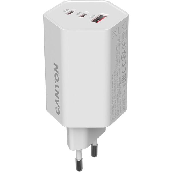 Φορτιστής CANYON HEXAGON 65 GaN 65W 2xPD 1xQC EU Λευκό