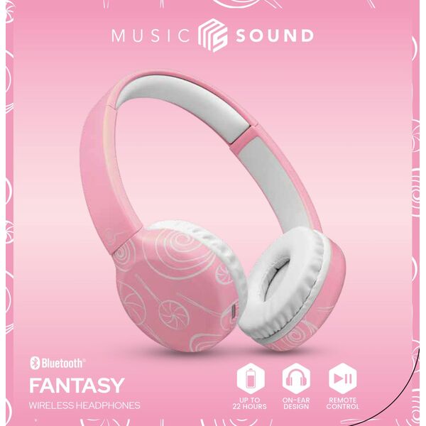 Music Sound 8018080486685 Zestaw słuchawkowy Bezprzewodowy Opaska na głowę Połączenia/muzyka Bluetooth Różowy