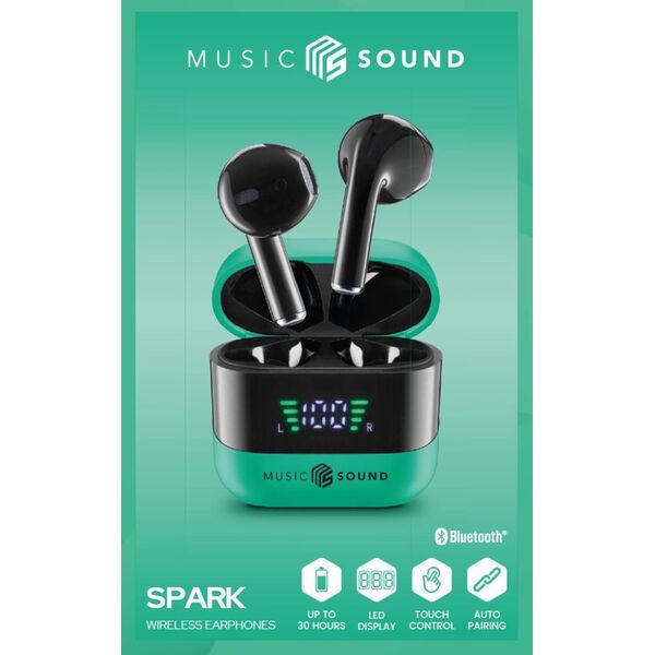 Music Sound 8018080488641 Zestaw słuchawkowy Bezprzewodowy Douszny Połączenia/muzyka Bluetooth Zielony