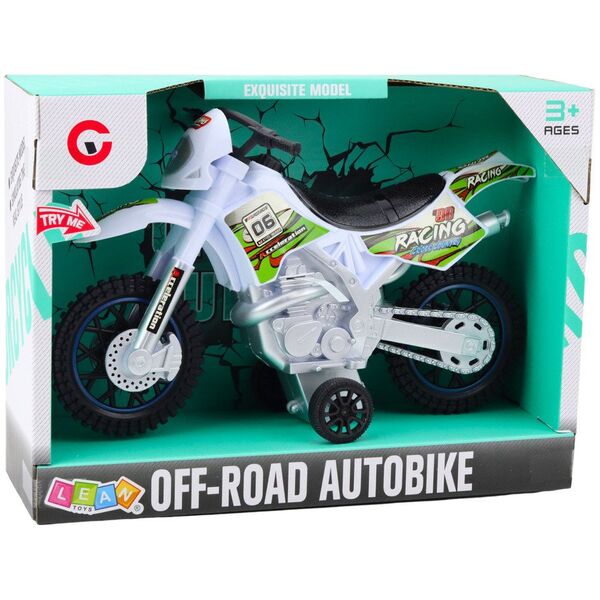 Motor Crossowy Off-Road Napęd Światła Dźwięki Biały