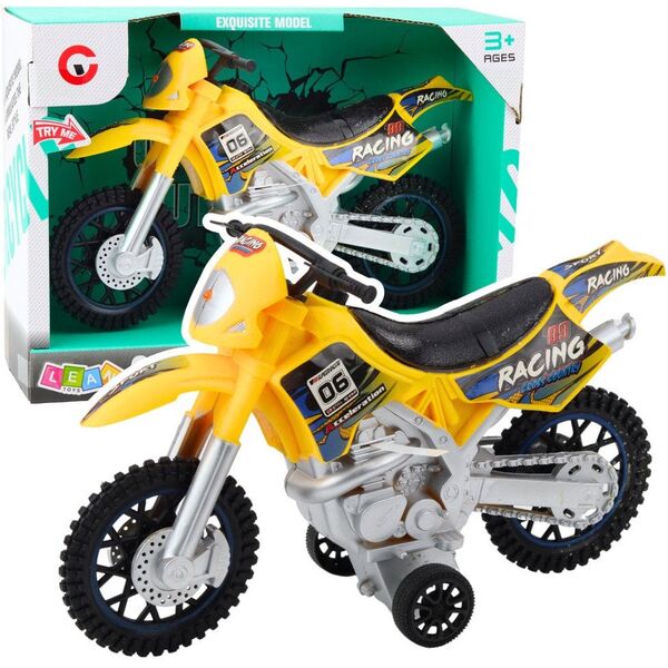 Motor Crossowy Off-Road Napęd Światła Dźwięki Żółty