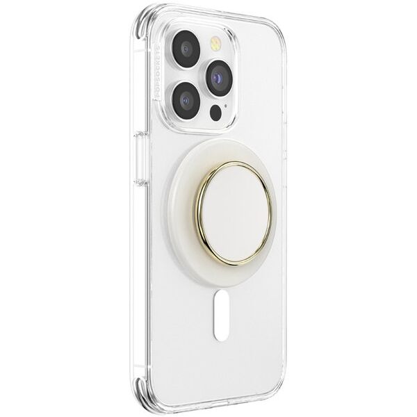 Uchwyt i podstawka do telefonu           Popsockets Round Luxe Coconut Creme Enamel MagSafe beżowy 808938