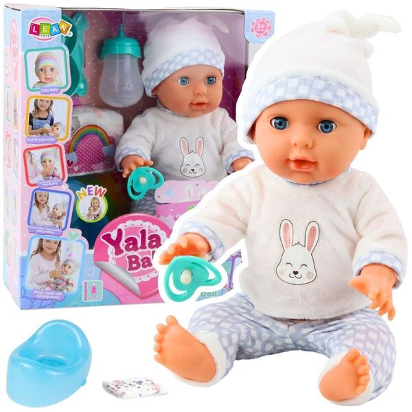 Lalka Bobas Niemowlak Siusiająca Zestaw Akcesoria Dźwięki 35cm LEAN Toys