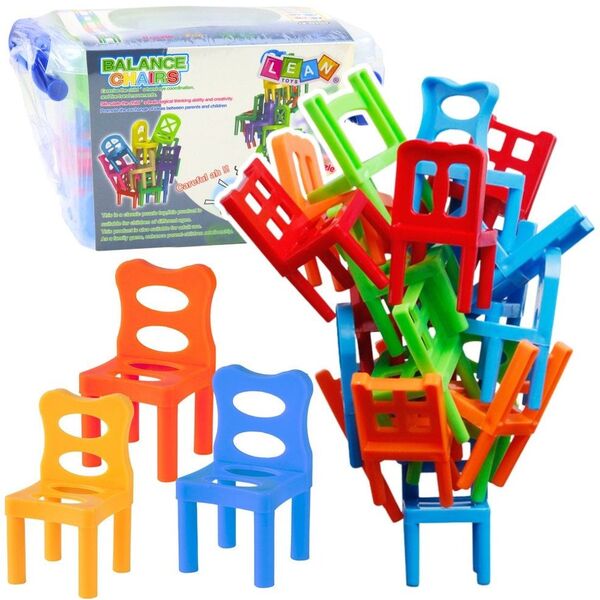 Gra Zręcznościowa Spadające Balansujące Krzesła 36 Elementów Kolorowe LEAN Toys