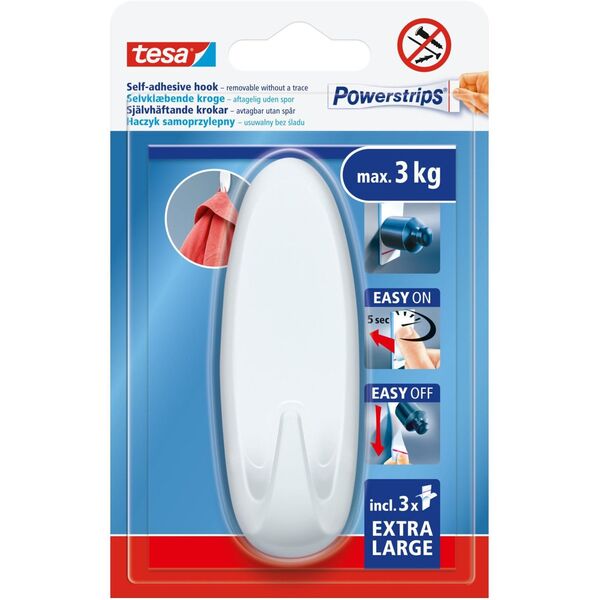 HACZYKI SAMOPRZYLEP.POWERSTRIPS 1 SZT.OWALNY DUŻY BIAŁY