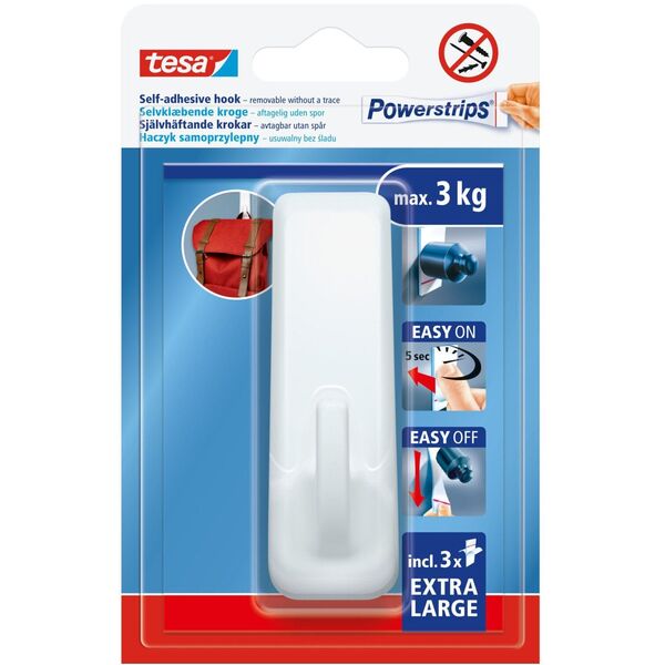 HACZYKI SAMOPRZYLEP.POWERSTRIPS 1 SZT.PROSTOKĄTNY DUŻY BIAŁY