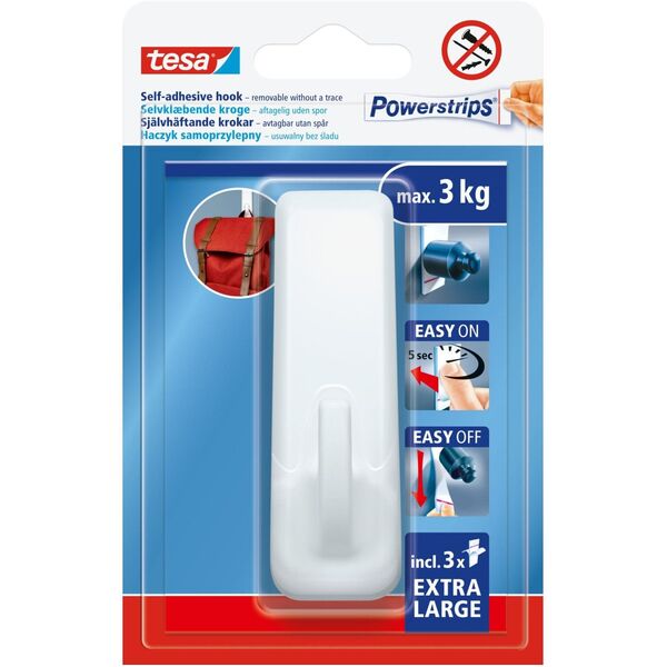 HACZYKI SAMOPRZYLEP.POWERSTRIPS 1 SZT.PROSTOKĄTNY DUŻY BIAŁY