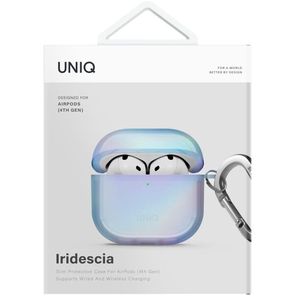 Etui UNIQ Iridescia do AirPods 4 Hang    Case niebieski