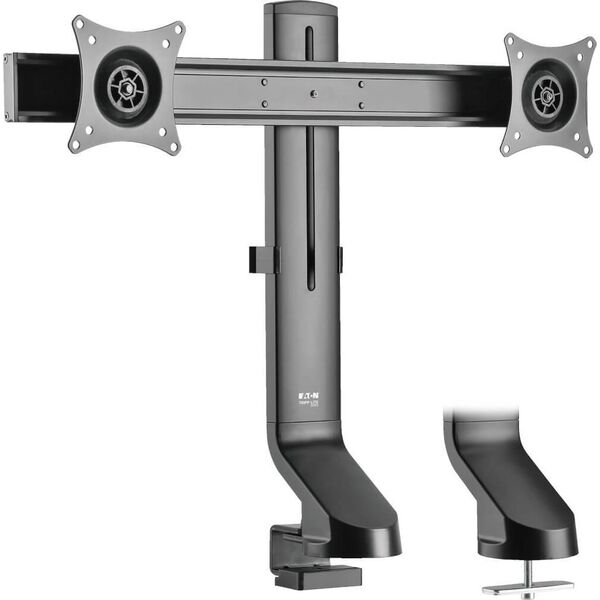 Eaton Tripp Lite Dual-Display Monitor Arm with Desk Clamp and Grommet - Height Adjustable, 17" to 27" Monitors - Befestigungskit - fur 2 LCD-Displays - Stahl - Schwarz - Bildschirmgrosse: 43.2-68.6 cm (17"-27") - Klemmmontage, Tulle, Tischmontage